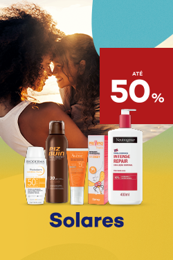 Promoção de protetores solares de marcas distintas com desconto de até 50%